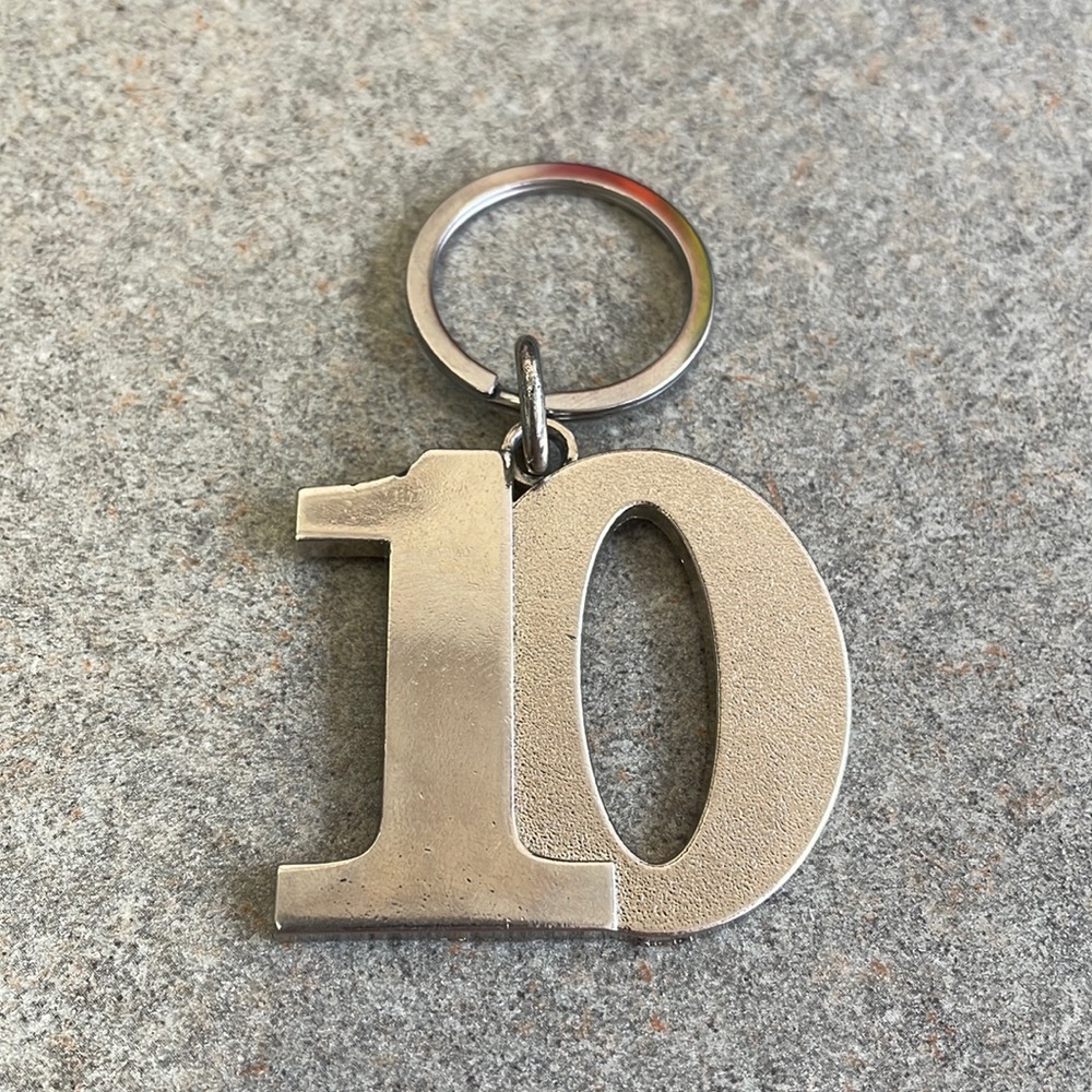 Silver “10” Keyring for Keychain